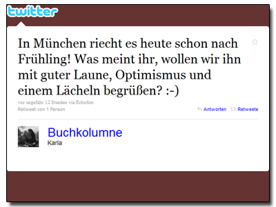 In München riecht es heute schon nach Frühling! Was meint ihr, wollen wir ihn mit guter Laune, Optimismus und einem Lächeln begrüßen? :-)